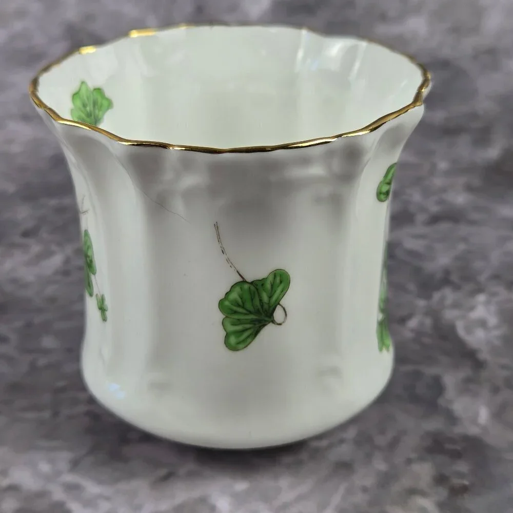 Hammersley & Co Lucky Shamrock Tea Cup & Saucer Bone China Gold Trim Vintage